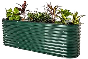 VEGO GARDEN 32" Extra Tall Raised Garden Bed Kits, 2 x 8 x 2.7ft Raised Planter Box Outdoor, 3.5 x 6.5 x 2.7ft Deep Root 9 in 1 Modular Metal Raised Beds for Gardening Vegetables Flowers Fruits - British Green