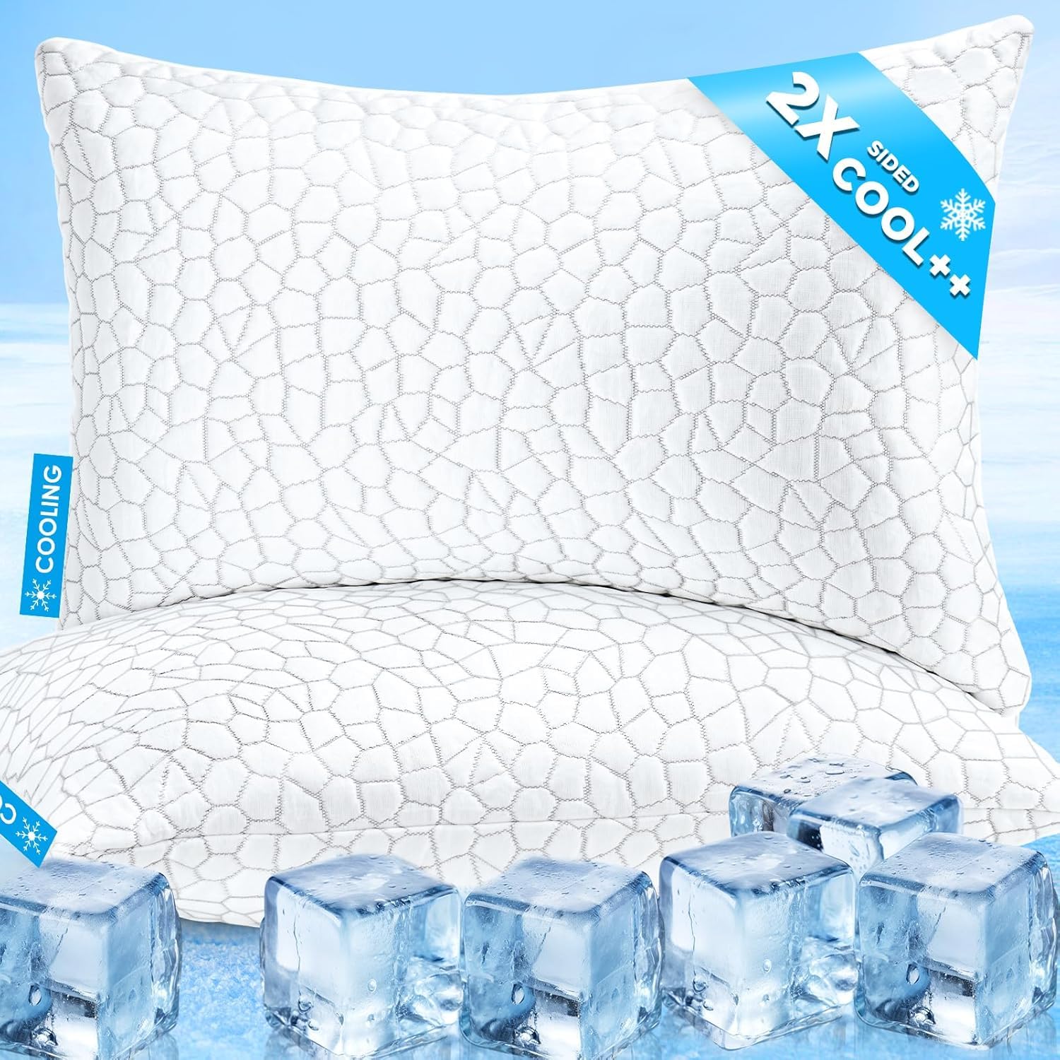 Photo 1 of SUPA MODERN Cooling Bed Pillows for Sleeping 2 Pack Shredded Memory Foam Pillows Adjustable Pillow for Side Back Stomach Sleepers Luxury Gel Pillows Queen Size Set of 2 with Washable Removable Cover