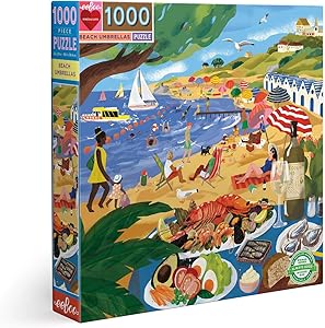 eeBoo's Piece and Love Beach Umbrellas 1000 Piece Square Adult Jigsaw Puzzle