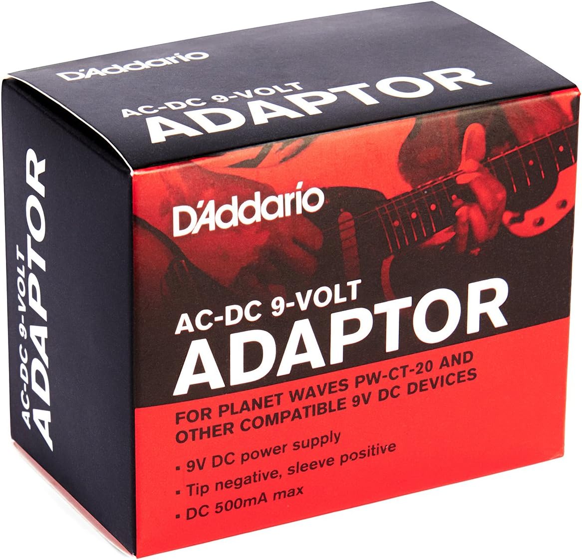 D'Addario Accessories PW-CT-9V DC Power Adapter – Minimize Need to Change Batteries on Pedalboard and Other Devices Requiring 9V – 500mA Max Current – Tip-Negative, Sleeve-Positive Power Supply: Musical Instruments