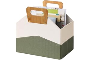 Neateam Magazine Holder Basket with Handles, Foldable Floor Organizer Storage Rack for Magazines, Book, Newspapers, File in Home, Office, Table, Living Room, Reception Desk