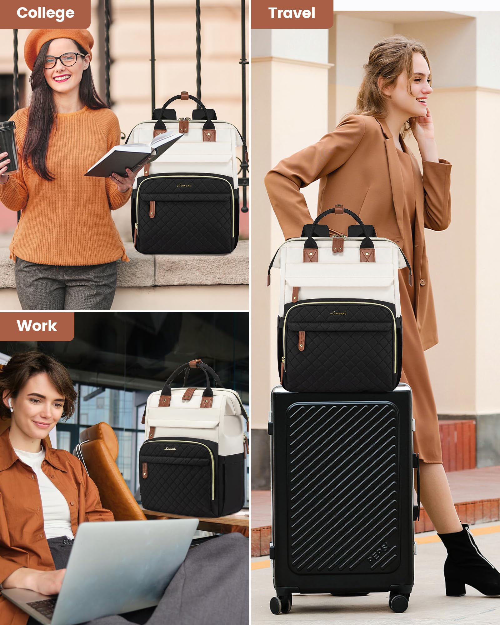 LOVEVOOK Laptop Backpack for Women, 15.6'' Waterproof Nurse Bag Teacher Work Backpack Purse for Women, Travel Computer Backpack for College Office Business Ladies