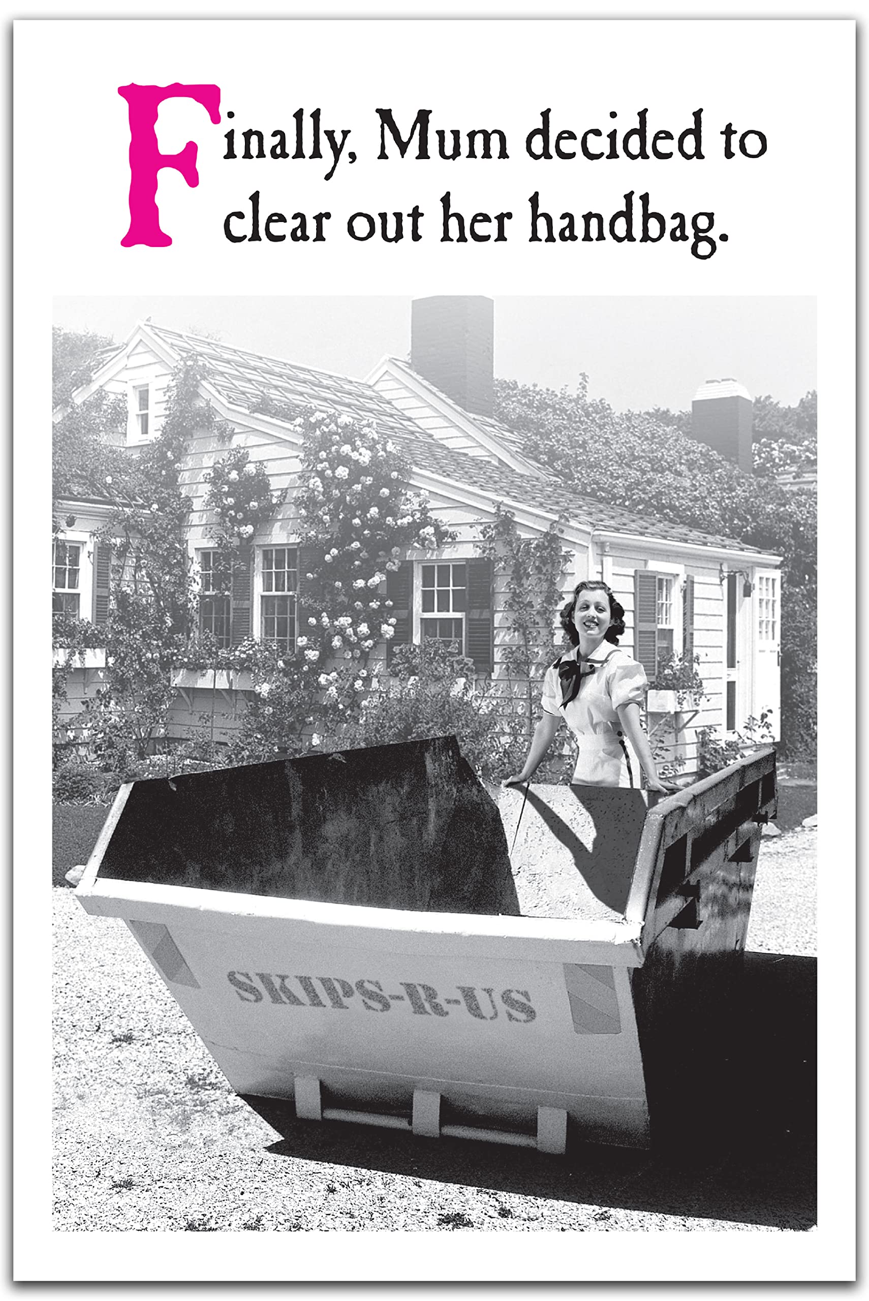 Emotional Rescue Funny Mother's Day Card for Mum, Finally, Mum Decided to Clear Out Her Handbag!, Mothers Day, Black & White