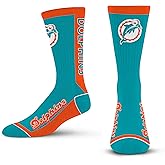 For Bare Feet NFL Classic MIAMI DOLPHINS MVP Crew Sock Team Color Large
