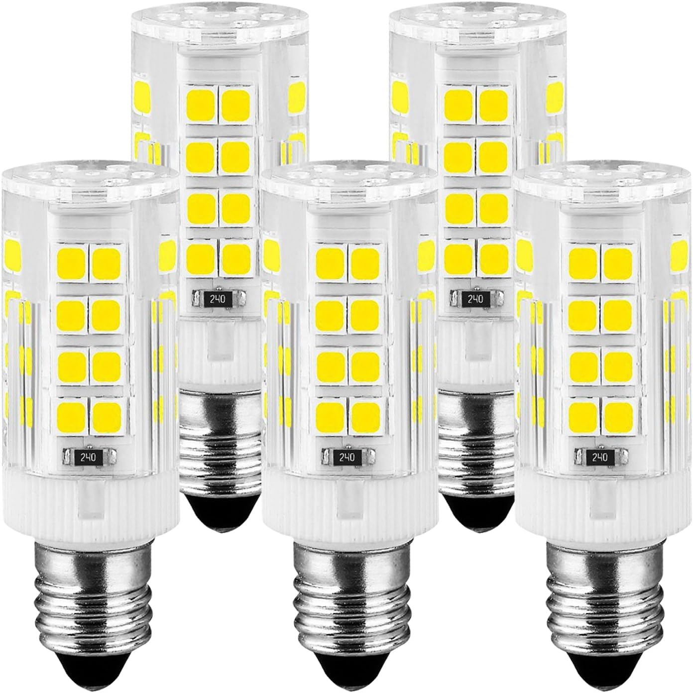 E11 LED Bulb, Mini Candelabra Base, AC120V 4W, 6000K Daylight E11 LED for Chandeliers Ceiling Fan Light,Non-Dimmable (Pack of 5)