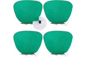 ANGAR 4 Pack Plant Covers Freeze Protection for Winter, 2.2oz/yd² (39.4" X 39.4") Shrub Plant Protection Bags with Drawstring, Plant Frost Protection Covers for Outdoor Garden Rose Bush Plants, Green