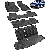 All-Weather Floor Mats & Cargo Liner for Toyota Highlander 2014-2019 | Only for 7-Seat(Captain's Chairs) & Gas | Fit Floor Mats & Cargo Cover with Backrest Covers for LE Plus XLE SE Limited Platinum