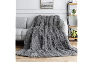 Uttermara Weighted Blanket Queen Size 15 Pounds for Adults, Sherpa Faux Fur Heavy Blanket for Couch Bed, Super Soft Plush Fleece & Cozy Sherpa Reverse, Luxury Long Fur Throw Blankets, 60" x 80", Gray