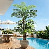 Keeplush 8.5ft Tall Artificial Palm Tree for Outdoors - Triple Phoenix Palm, UV Resistant, Large Fake Silk Palm Tree - Perfect for Patio, Poolside, Home Indoor Aesthetic Decor