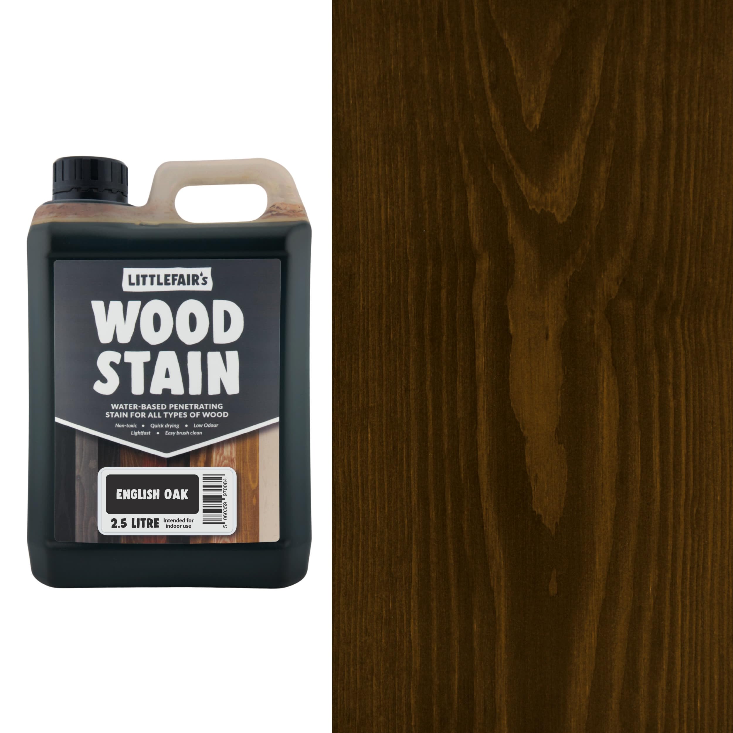 Littlefair's Wood Stain Water-Based - (English Oak) โ Non-Toxic, Eco-Friendly & Quick Drying - Easy-to-Apply, Concentrated Formula for All Wood Types โ 2.5 LTR โ image 1