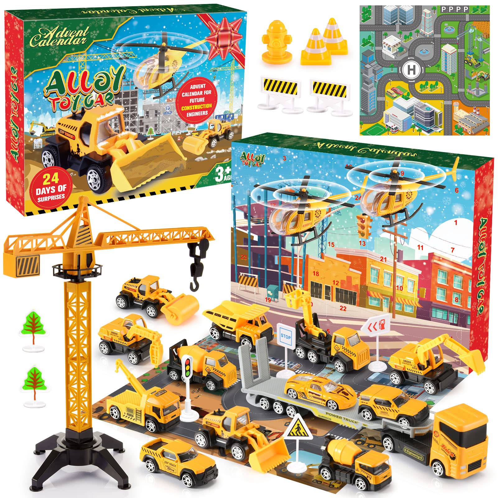 MDINGTD Kids Advent Calendar 2025, Toys Cars for 3 4 5 6 7 Year Old Boys Calendar 2025 Kids' Play Vehicles 3-8 Year Old Boy Gifts Christmas Calendar Toy 24 Days Advent Calendar for Kid