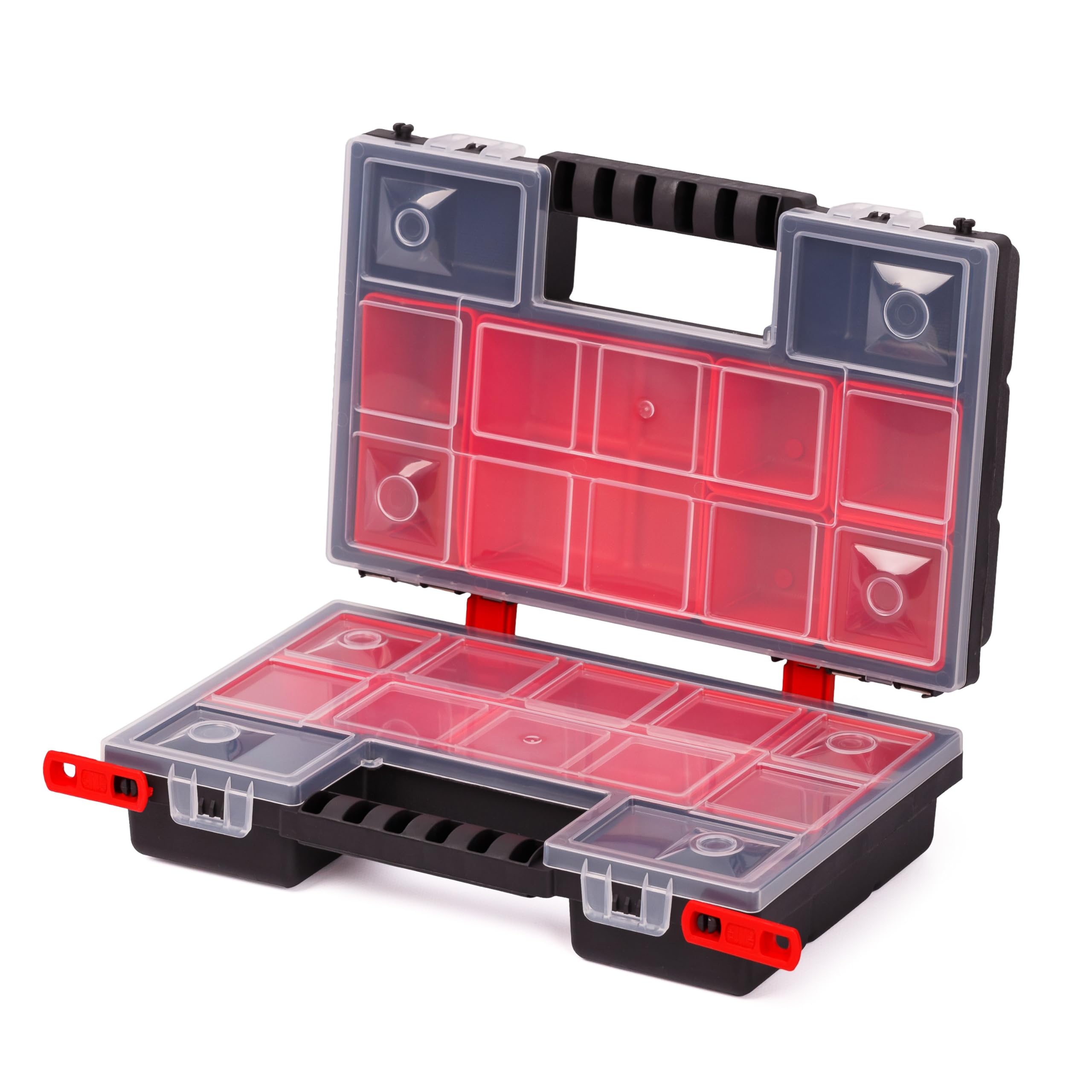 MIVOS Double-sided Portable Tool Box, 287 x 186 x 100 mm, 12 Removable Inner Boxes, Organize Small Parts & Accessories Polypropylene, Made in EU