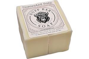 Big Crazy Buffalo Pure Bison Tallow Buff Soap Bar, Unscented, (2 pack) - Cleans, Moisturizing, Non-Habit Forming, Soothes, Hydration, Naturally Derived - No Dyes, Chemicals, Fragrances, Preservatives