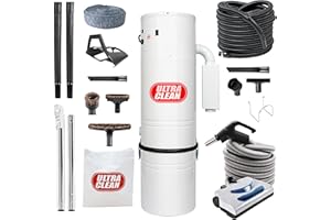 ULTRA CLEAN LOGO Made in Canada Ultra Clean SC200 Central Vacuum System, Tangential Bypass Motor up to 7,500 sq.ft Home with Deluxe Electric Hose, Powerhead, Accessories, Garage Kit Complete Package (Pigtail, 30 foot)