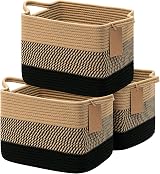 TIMEYARD Storage Basket Small Pack of 3 Jute Mix Black 33x25x23 cm