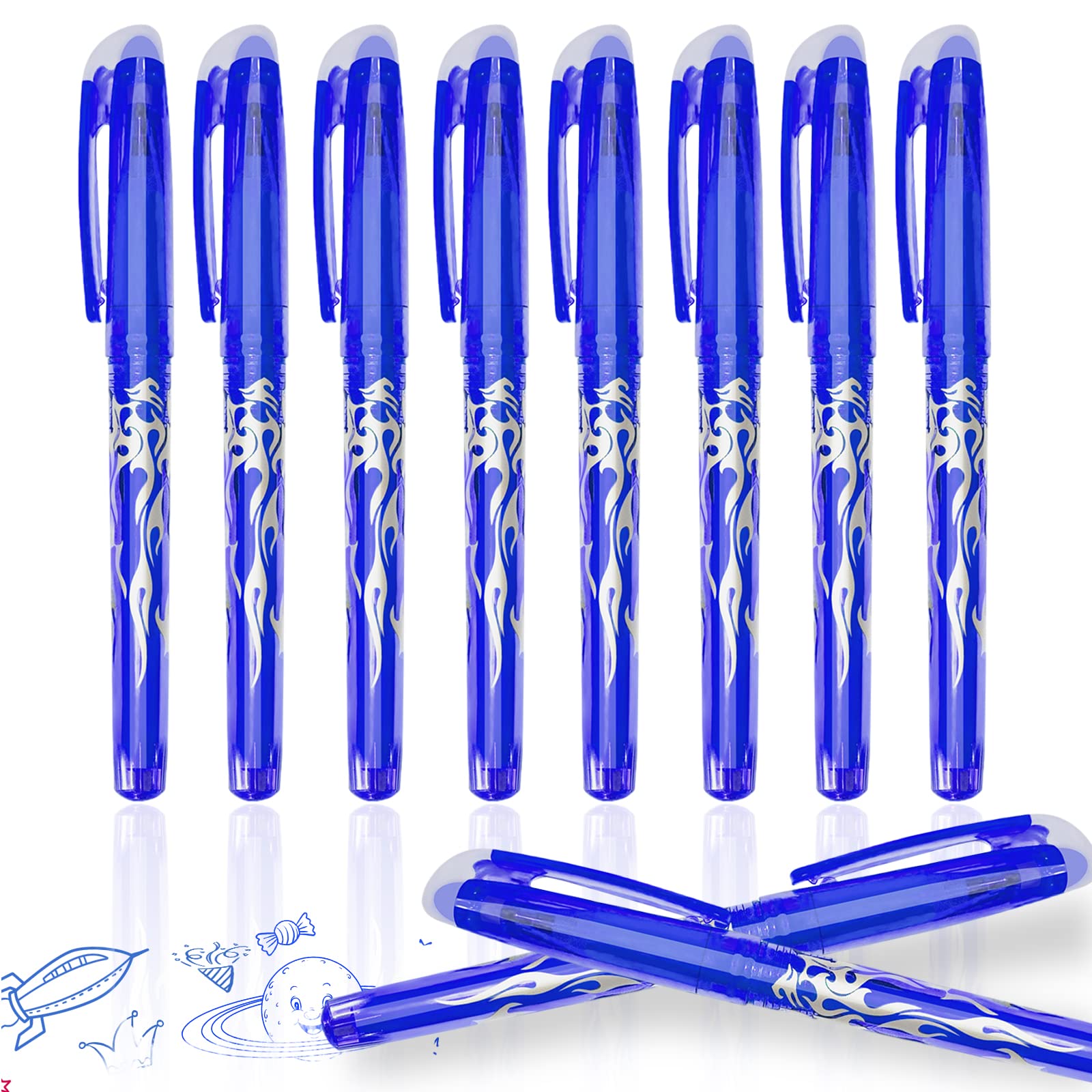 Radierbarer Kugelschreiber, 8 Stück Blau Radiergummi Stift, 0.5mm Nachfüllbarer Radierstift, Tintenroller Radierbar, Gelschreiber Radierbar, Friction Stifte, Gelstifte Set für (8 blaue Stifte)