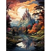 Meothan Paint by Numbers Kits for Adults Beginner 12''x16''(Castle) | Adult Paint by Number Kits on Canvas, DIY Acrylic Oil Easy Painting by Numbers for Home Wall Decor