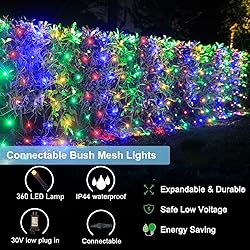 OYCBUZO 360LED Colorful Christmas Net Lights, 21ft