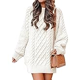 ANRABESS Womens Sweater Dress Oversized Cable Knit Chunky Long Sleeve Short Dresses 2025 Fall Outfits Vacation Winter Clothes