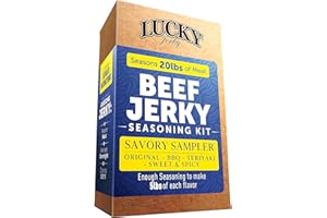 LUCKY BEEF JERKY Lucky Jerky Ultimate Savory DIY Seasoning Kit - Makes 20lbs Total with 4 Flavors - Original, BBQ, Teriyaki, Sweet & Spicy Flavors - Perfect for Homemade Beef Jerky