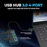 Sabrent USB Hub 4 Port 3.2 Splitter 5Gbps Speed LED Switches 68cm Cable Portable view 2