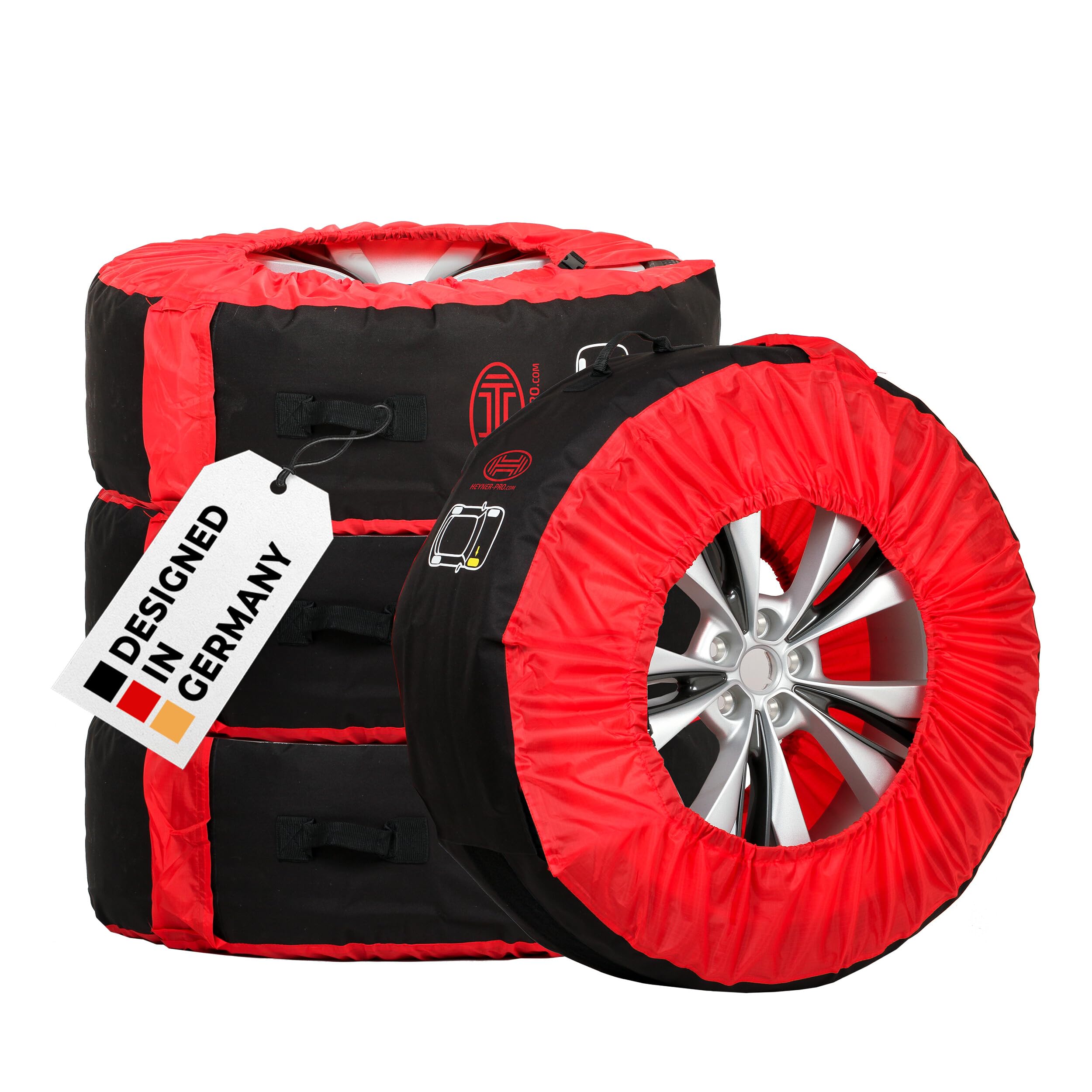 HEYNER SUV Premium Tyre Covers Tyre Bags up to 21 Inches Heavy Duty Fabric (Oxford nylon) Suitable for SUV/Buli/Transporter Set of 4 H735100