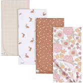 Gerber Unisex Baby 100% Cotton Flannel Receiving Blankets 30x30 Inches (Pack of 4), Retro Floral, One Size