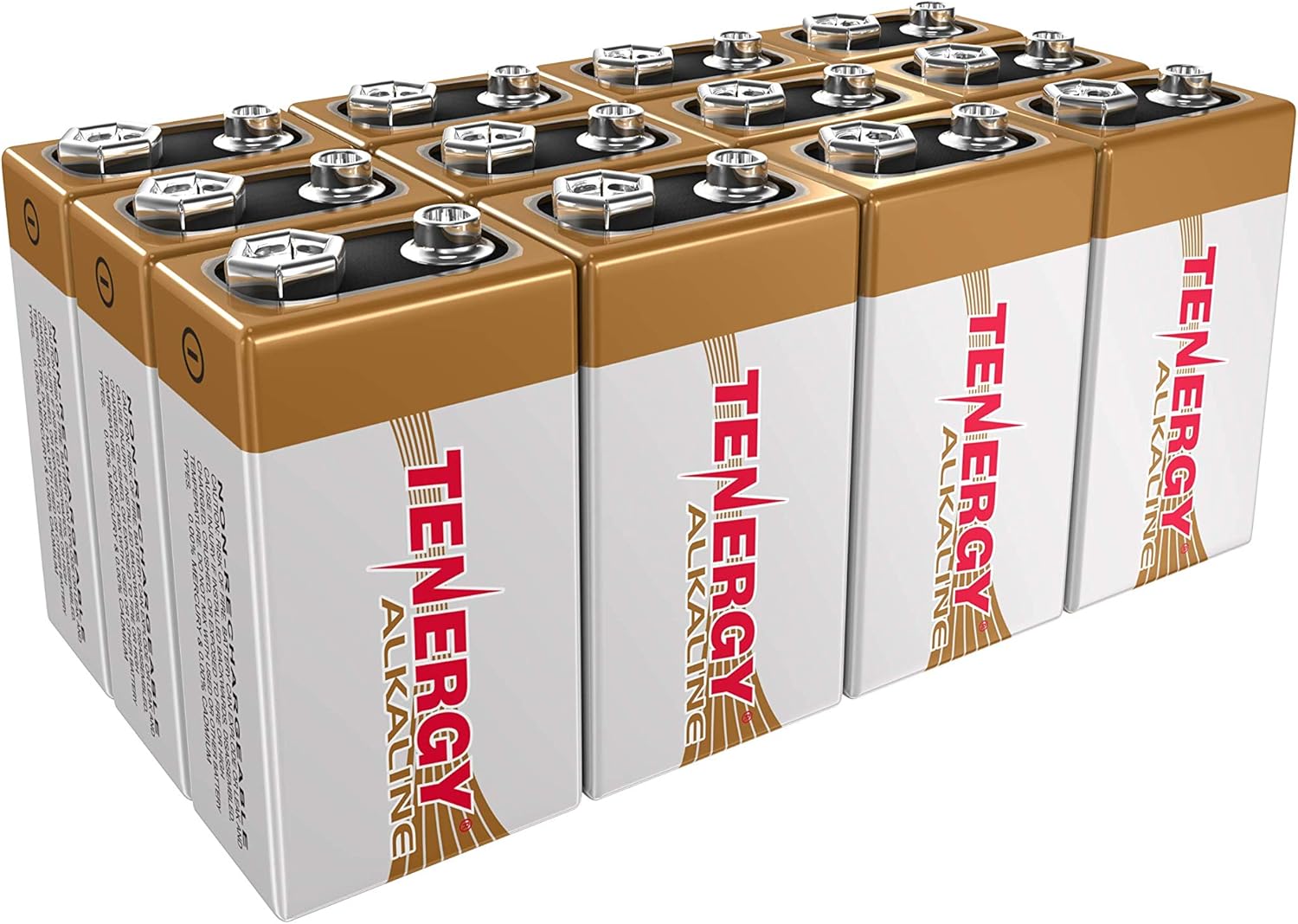 Tenergy 6LR61 9V Alkaline Battery, Non-Rechargeable Battery for Smoke Alarms, Guitar Pickups, Microphones and More, 12-Pack: Electronics
