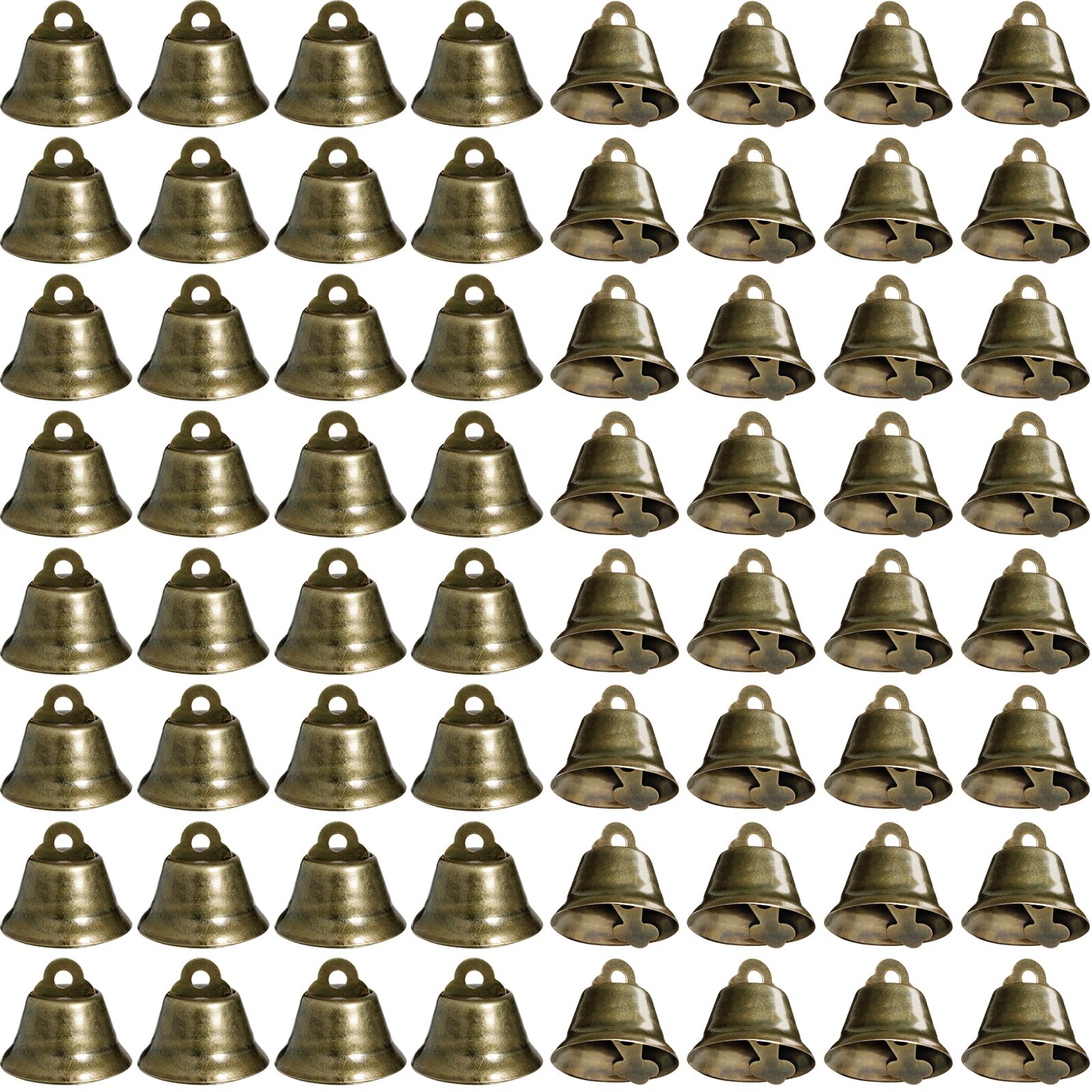 100 Pieces Vintage Christmas Bells Craft Jingle Bells Small Hanging Bells Christmas Bells Ornaments for Wedding Garden Crafts Favor Xmas Decorating and Making Wind Chimes (Bronze)