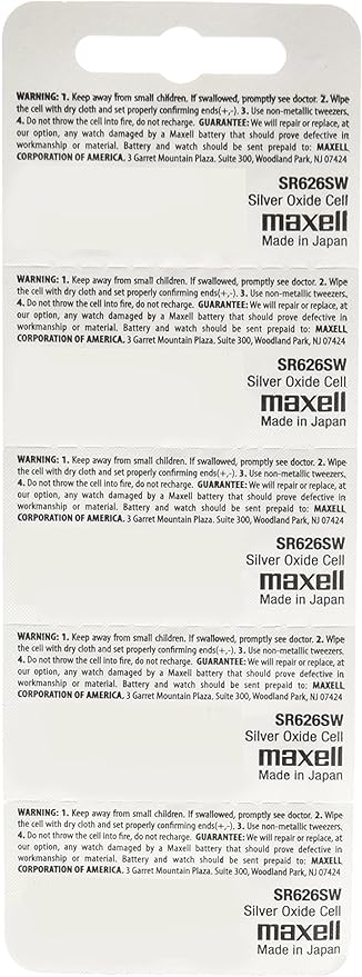 Maxell Sr626sw 377 Silver Oxide Watch Battery 5 Pack Home Improvement Amazon Com