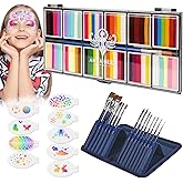 Anka Bella Professional Face Painting Kit for Kids Adults,Water Activated Split Cake Face Paint(12x10gm),Non-Toxic Face Paint Palette for Birthday Parties/Halloween/Carnival
