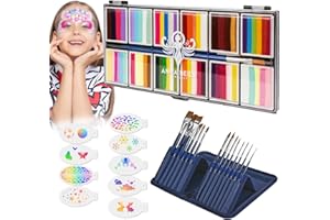 Anka Bella Professional Face Painting Kit for Kids Adults,Water Activated Split Cake Face Paint(12x10gm),Non-Toxic Face Paint Palette for Birthday Parties/Halloween/Carnival