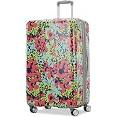 American Tourister Moonlight II Hardside Expandable Luggage with Spinner Wheels, Poppy Pattern, Large Checked Suitcase 28-Inch