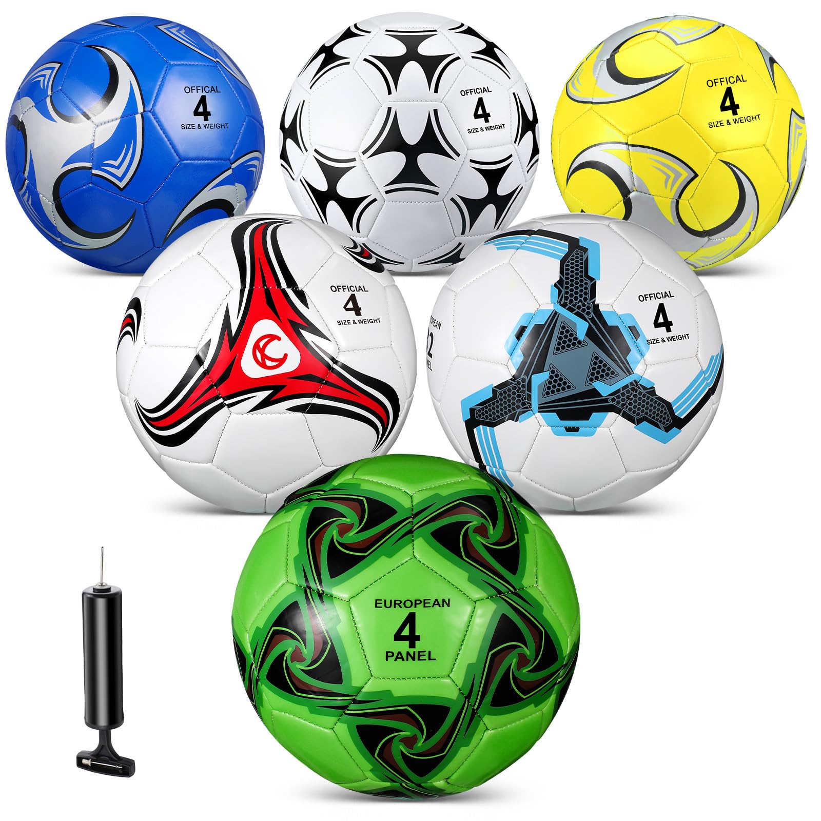 Photo 1 of Jenaai 6 Pcs Christian Charity Donation Soccer Ball Bulk with Pump, Deflated Size 3 4 5 Soccer Ball Machine Stitched for Christmas Operation Gifts Game Training Practice(Stylish,Size 4)