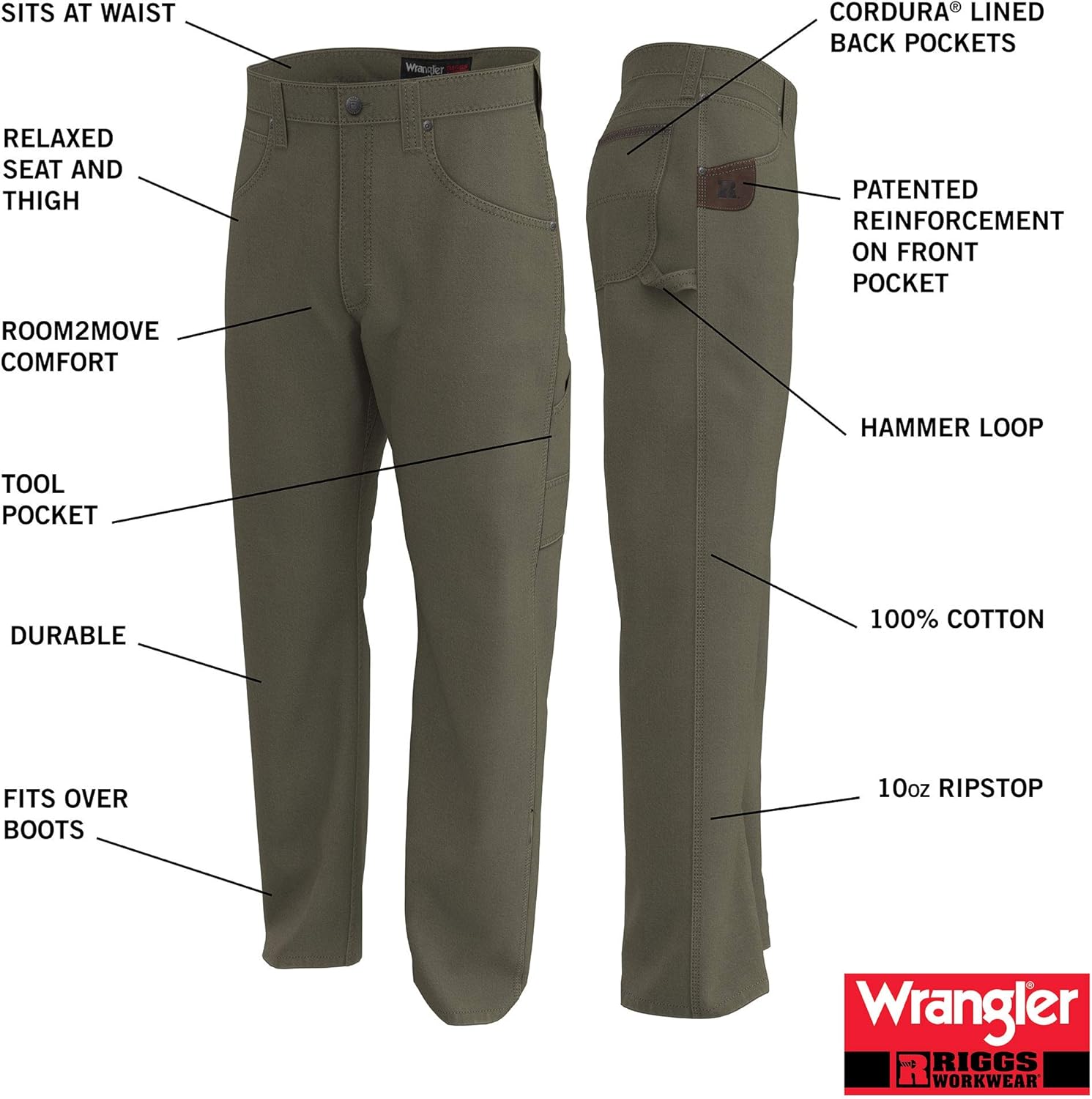 Wrangler Riggs Workwear Men's Carpenter Jean: Clothing