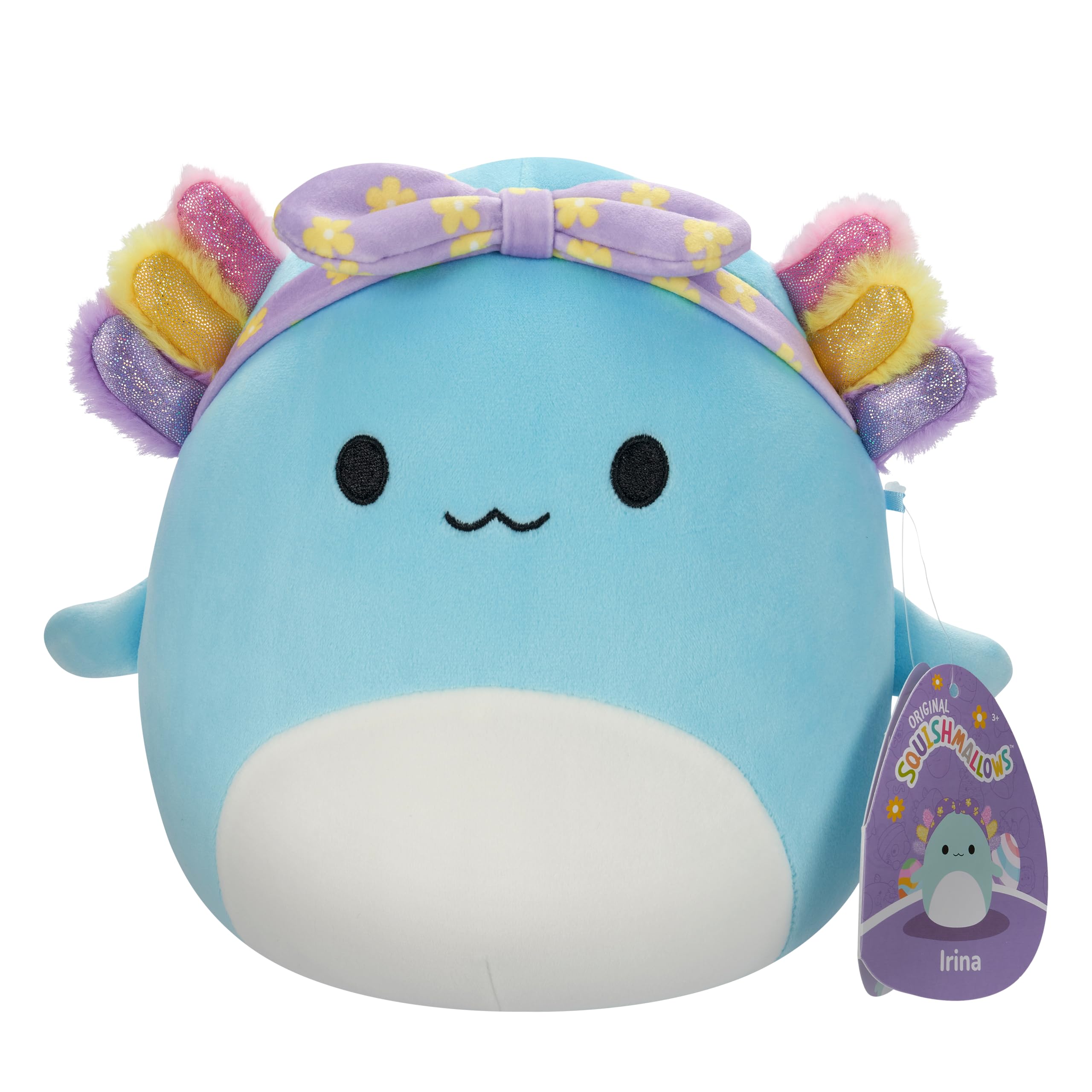 Squishmallows Original 7.5-Inch Irina the Teal Axolotl with Rainbow Gills and Purple Headband
