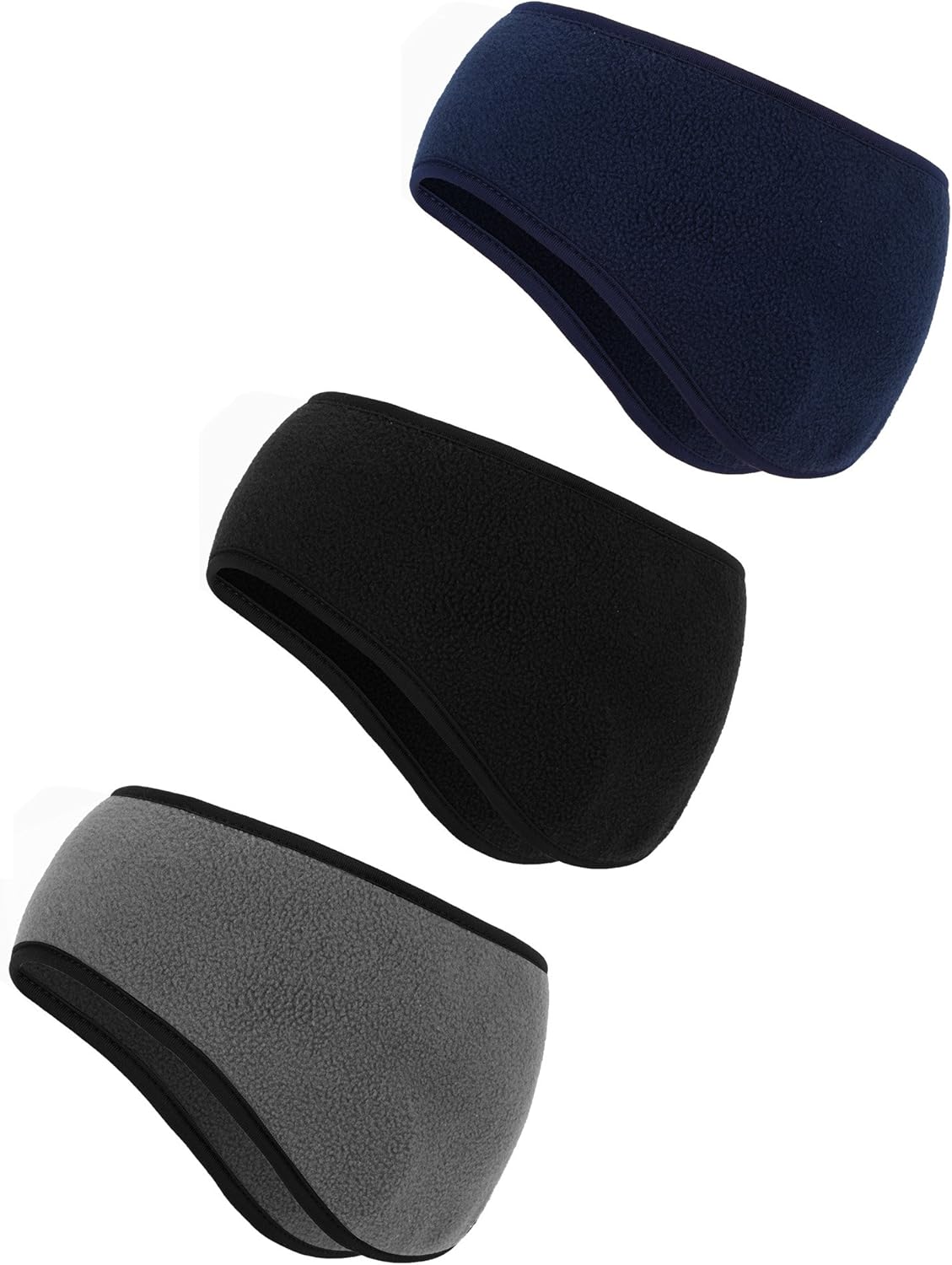 BBTO 3 Pieces Ear Warmer Headband Winter Headbands Fleece Headband for Women Men (Black, Gray, Navy) : Clothing