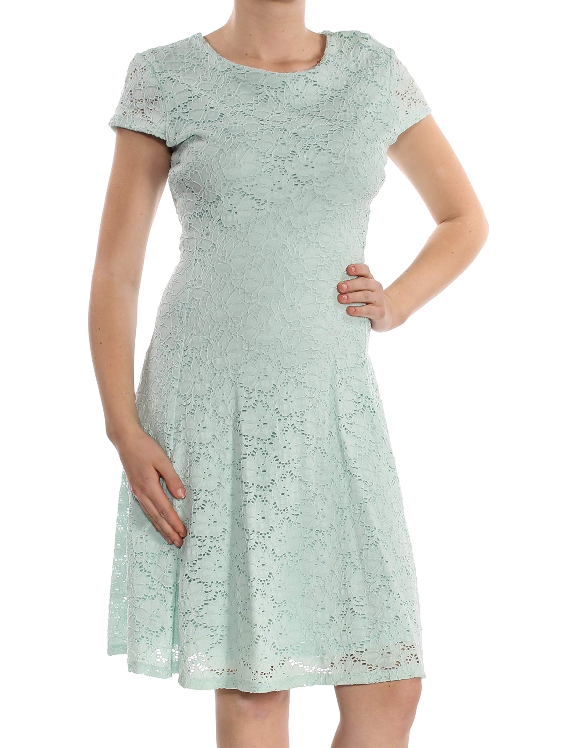 Alfani Womens Lace Cap Sleeves Casual Dress Green 10