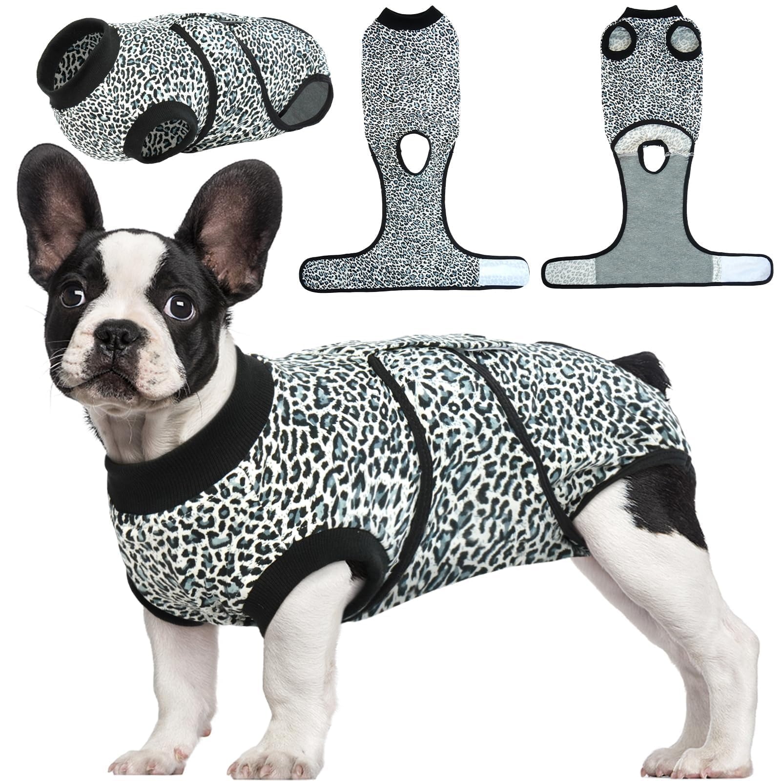 Photo 1 of Kuoser Dog Surgery Suit, Comfy Dog Recovery Suit Female Doggie Onesie for Surgery, Post Op Protective Onesie, Soft E-Collar Alternative for Cats & Puppies, BlueLeopard XS