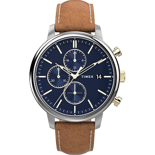 Timex TW2R71700 Orologio Da Uomo Classico - Quarzo, Acciaio, Pelle, Vetro Minerale, Cronografo Data, Illuminazione Indiglo, Impermeabile 3 ATM