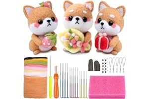 BAGERLA Needle Felting Kit, Needle Felting Beginner Kits includes 3 Pcs Animal Doll Instructions+Box+Needle Felting Basic Tools, Complete Needle Felting Tools and Supplies for DIY Felting Starters