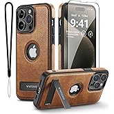 WTCASE Magnetic for iPhone 15 Pro Max Leather Case,Built-in Invisible Stand [Compatible with Magsafe] Protective Slim Kickstand Phone Cover Compatible with iPhone 15 Pro Max (2023) 6.7"(Brown)