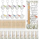 Spakon 10 Sets Christian Gifts Bulk Bible Verse Bamboo Pen Christian Floral Keychain Easter Inspirational Bookmark Religious Church Gift for Women Sunday School Teacher (Bible)