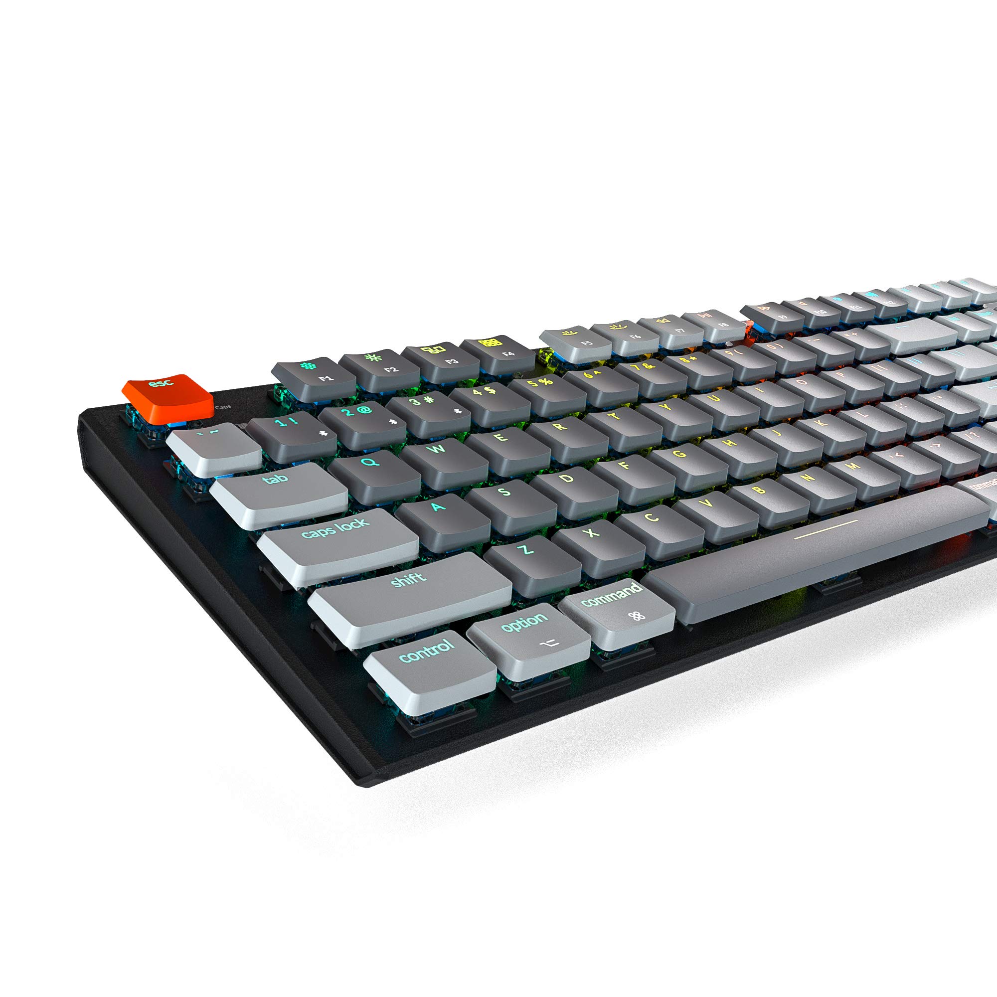 Keychron K10 87 Key Ultra-Slim Wireless Bluetooth/USB Wired TKL Tenkeyless Mechanical Gaming Keyboard, RGB LED Backlit Low Profile Blue Switches for Mac Windows