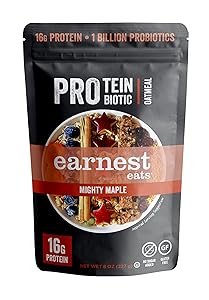 Earnest Eats PRO: Protein + Probiotic Superfood Oatmeal, Gluten Free, Mighty Maple, 4 Servings, 16g Protein per Serving, 8 Ounce (Pack of 1)