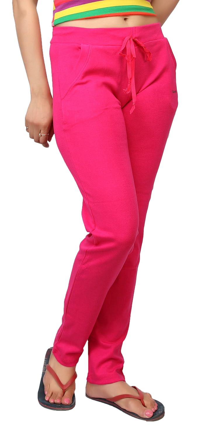 comix women cotton hosiery fabric comfort fit full length plain track pants