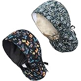 IRIS CRAFT Adjustable Cotton Scrub Cap with Button, Cotton-Lined Working Cap Sweatband, Elastic Bandage Tie Back One Size