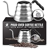 Bean Envy Gooseneck Pour Over Coffee Kettle - 40oz/1.2L - Premium Grade Stainless Steel - Insulated BPA Free Plastic Ergonomi