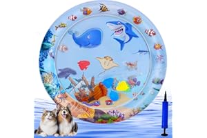 NABEKE Water Sensory Play Mat for Cats, Thickened Inflatable Cat Water Play Mat, Interactive Cat Water Mat Toys for Bored Indoor Cats, Cat Splash Play Mat Pet Water Sensor Mat for Cats Fish Toy, TropicalFish