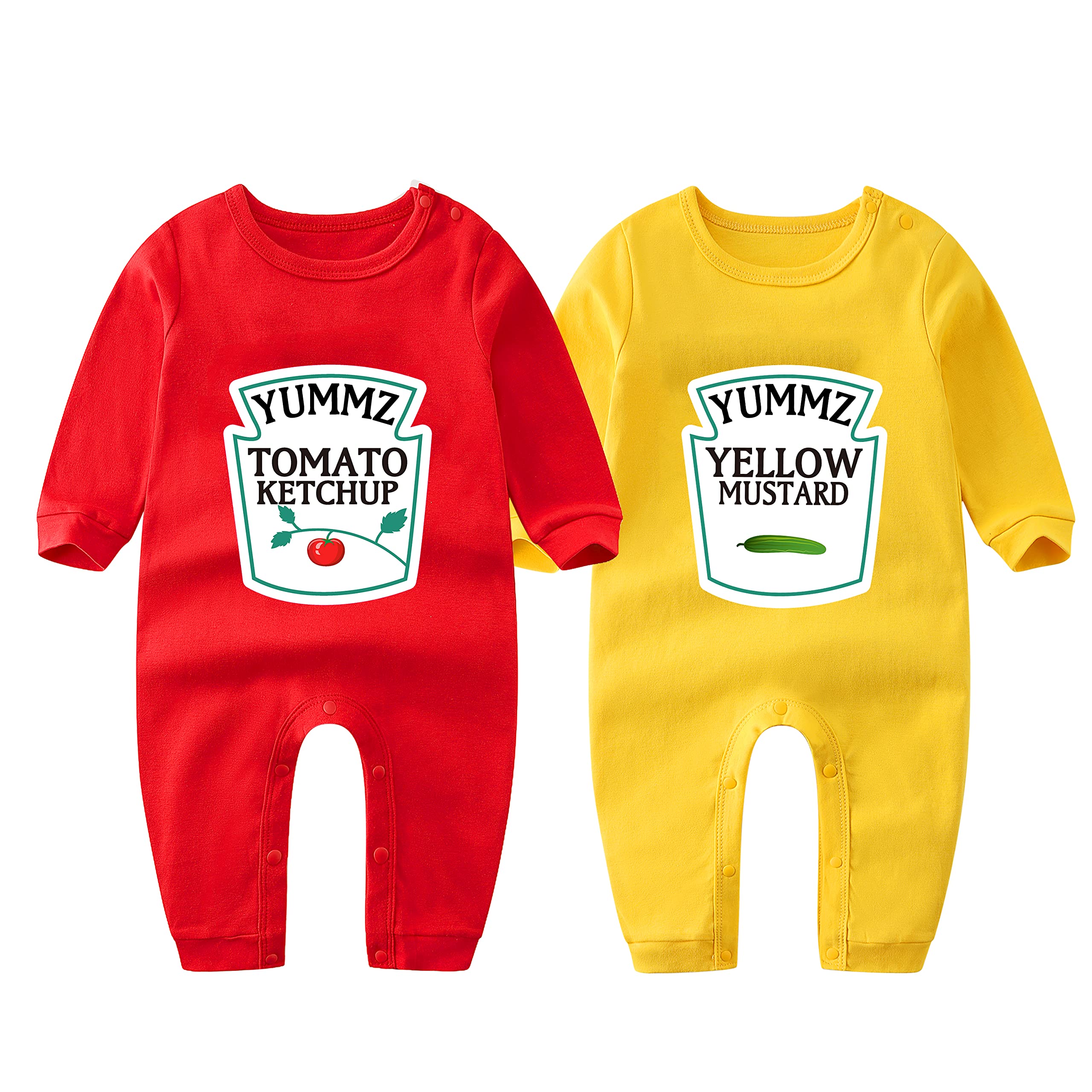 culbutomind Baby Bodysuit Ketchup Mustard Funny Baby Twins Outfits Baby Girl Twins Set